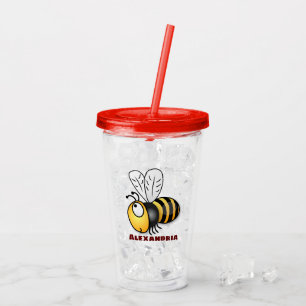 Verre En Acrylique Illustration de dessin animé d'abeilles joyeux