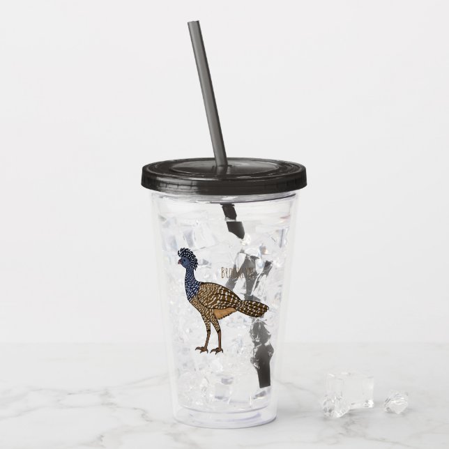 Verre En Acrylique Illustration de dessin animé d'oiseau grand hocco (Devant glace)
