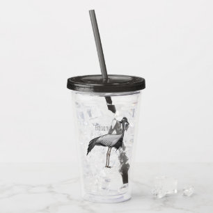 Verre En Acrylique Illustration de dessin animé d'oiseau grue demoise