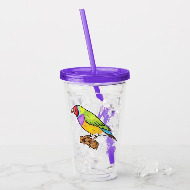 Verre En Acrylique illustration de dessin animé d'oiseau pinson de Go (Devant glace)
