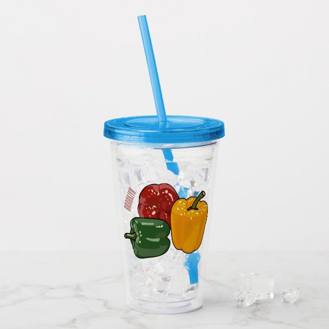 Verre En Acrylique Illustration de dessin de Capsicum (Devant glace)