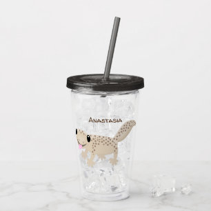 Verre En Acrylique Illustration de gecko tan tan mignon