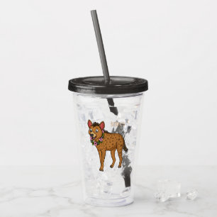 Verre En Acrylique Illustration de Hyena et de fleurs