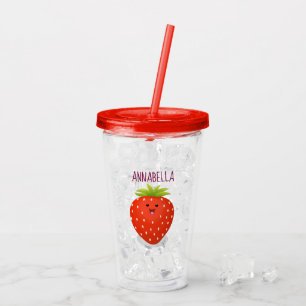 Verre En Acrylique Illustration de la fraise Cute kawaii