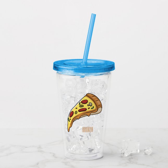 Verre En Acrylique Illustration de la pizza (Dos glace)