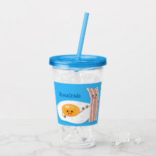 Verre En Acrylique Illustration de l'oeuf de Cute kawaii et du bacon