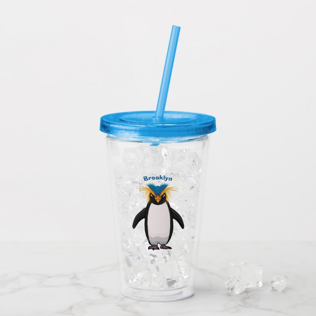 Verre En Acrylique Illustration de mignon macaroni pingouin (Dos glace)