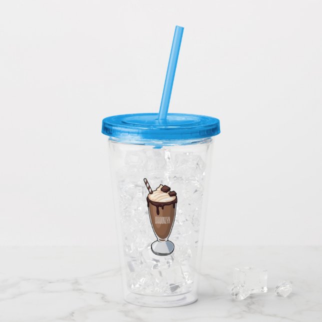 Verre En Acrylique Illustration de milk-shake au chocolat (Dos glace)