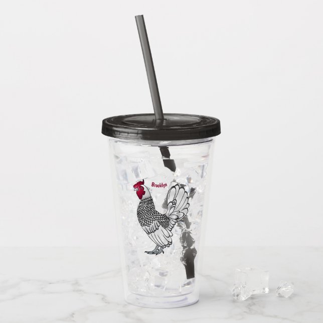 Verre En Acrylique Illustration de poulet Sebright (Devant glace)