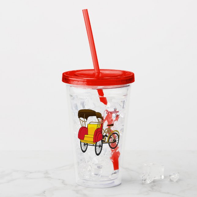 Verre En Acrylique Illustration de pousse-pousse pédicab (Devant glace)