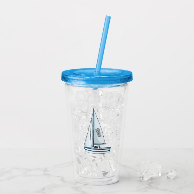Verre En Acrylique Illustration de voilier (Dos glace)