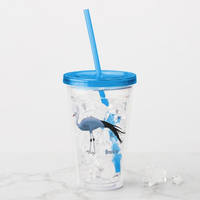 Verre En Acrylique Illustration d'oiseau de grue bleue (Devant glace)