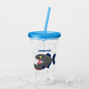 Verre En Acrylique Illustration drôle de piranha affamée