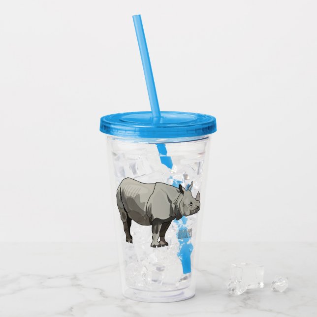 Verre En Acrylique Illustration du rhinocéros de Javan (Devant glace)