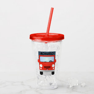 Verre En Acrylique Illustration d'un camion kawaii rouge mou