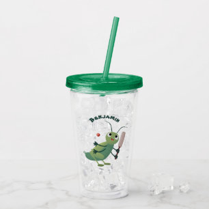 Verre En Acrylique Illustration d'un insecte du cricket vert mou