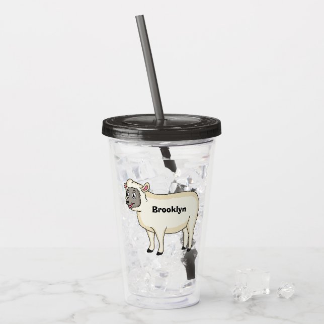 Verre En Acrylique Illustration d'un mouton joyeux (Devant glace)