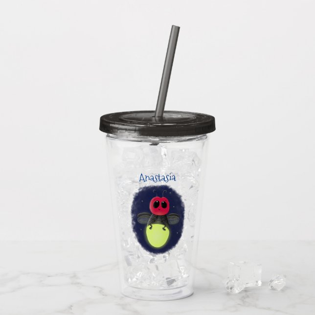 Verre En Acrylique Illustration d'une luciole à éclair mignon (Dos glace)