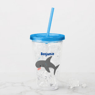 Verre En Acrylique Illustration joyeuse du grand requin blanc