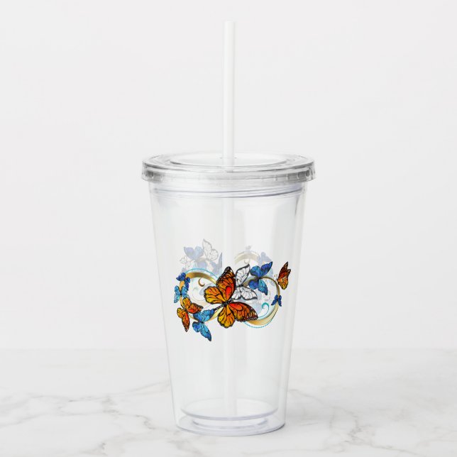 Verre En Acrylique Infinité de papillons monarques (Devant)