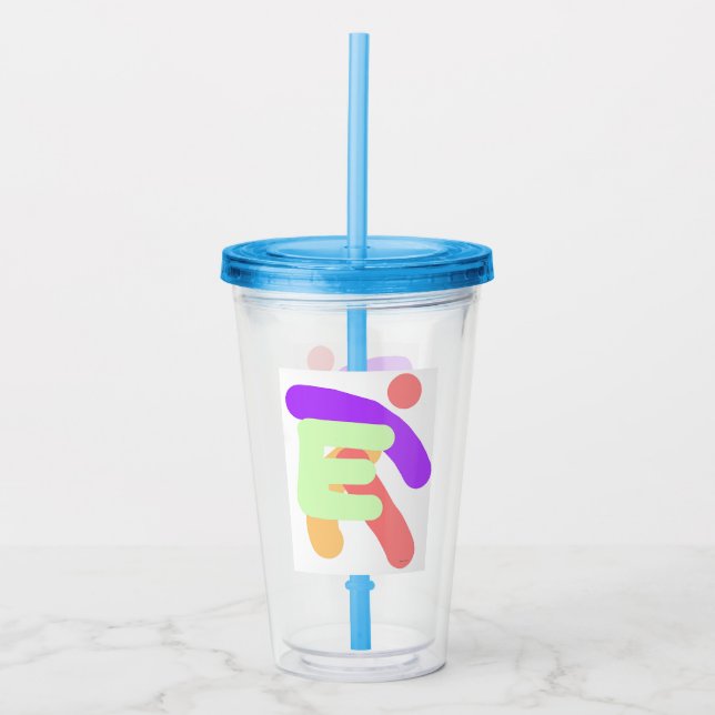 VERRE EN ACRYLIQUE INITIAL E MONOGRAM ENFANTS (Devant)