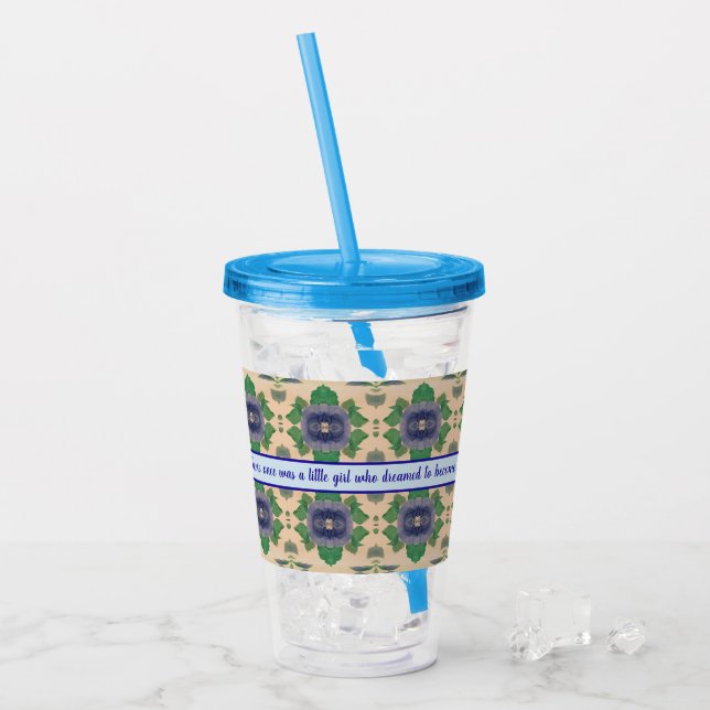 Verre En Acrylique Invité de mariage à fleurs bleues (Devant glace)