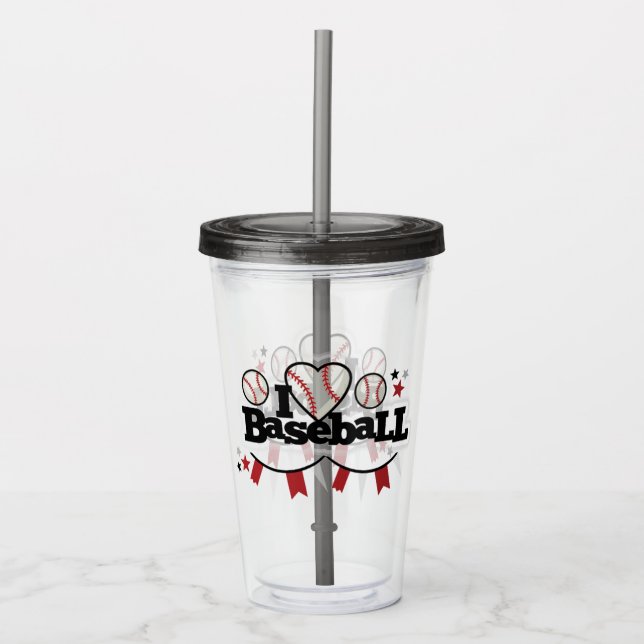 Verre En Acrylique J'Aime Le Baseball (Devant)