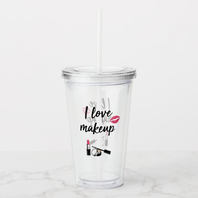 Verre En Acrylique J'aime le maquillage (Devant)