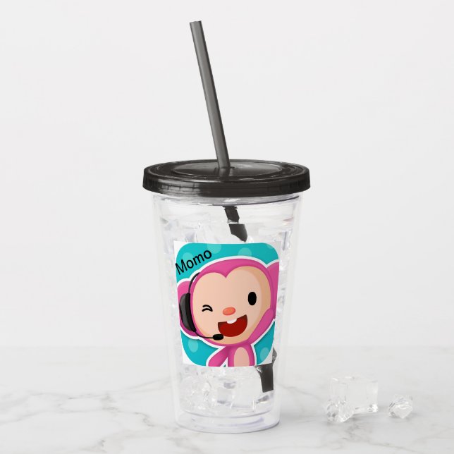 Verre En Acrylique J'Aime Le Tumbler Acrylique Monkey De Momo (Devant glace)