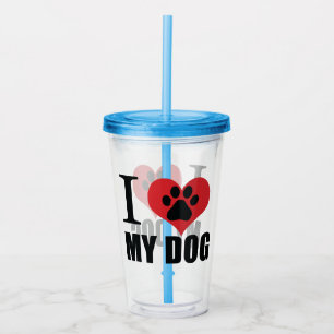 Verre En Acrylique J'aime mon chien jeter l'oreiller