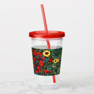 Verre En Acrylique Jardin aux fleurs Gustav Klimt