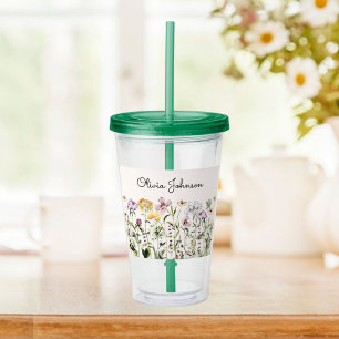Verre En Acrylique Jardin de fleurs sauvages personnalisé