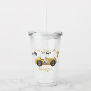 Verre En Acrylique Je ne peux pas me rattraper Yellow Race Car Enfant