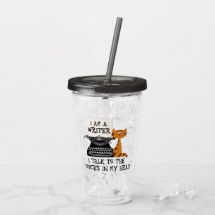 Verre En Acrylique Je suis un écrivain je parle à voix dans ma tête