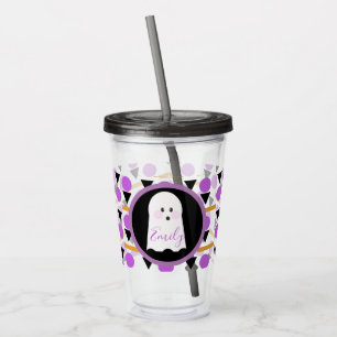 Verre En Acrylique Joli fantôme d'Halloween avec monogramme