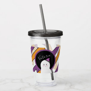 Verre En Acrylique Joli fantôme d'Halloween motif violet