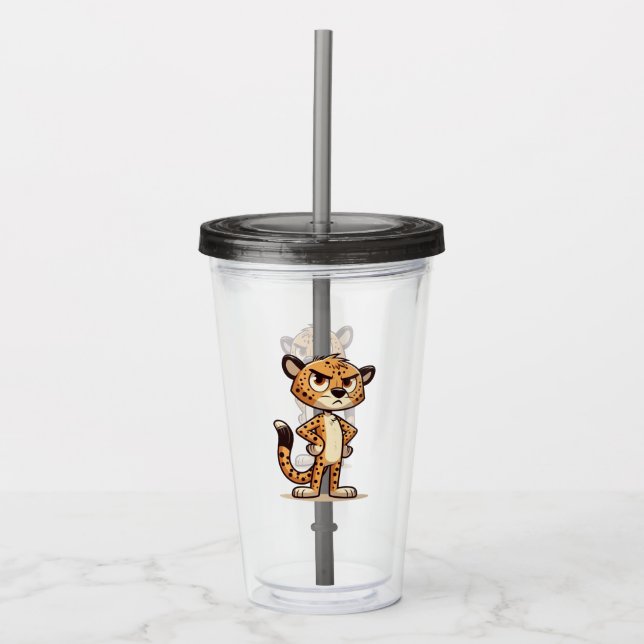 Verre En Acrylique joli guépard mécontent (Devant)