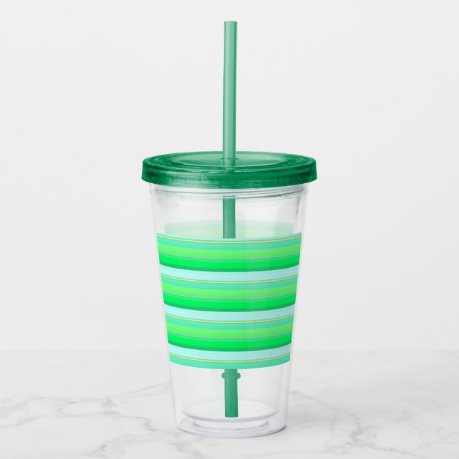 Verre En Acrylique Jolies rayures vert aqua (Devant)