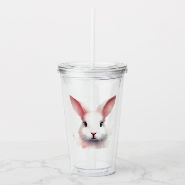 Verre En Acrylique "Jouer Lapin Rose Acrylique Tumbler (Devant)