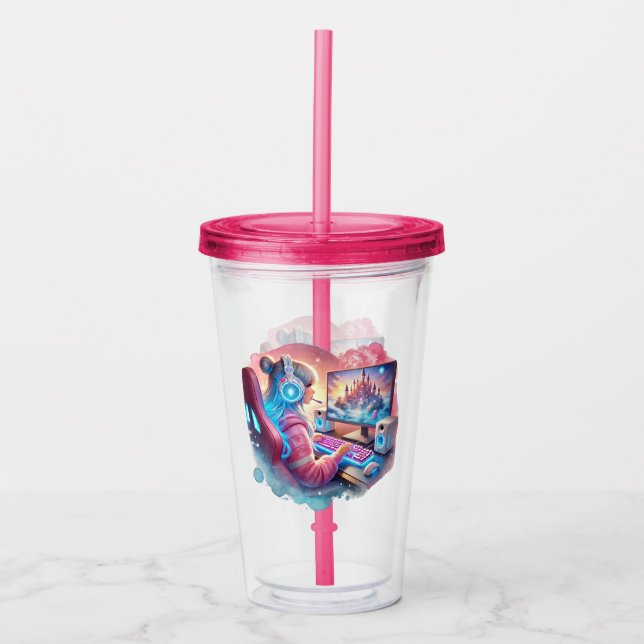 Verre En Acrylique Joueur de jeux vidéo enfant  (Devant)