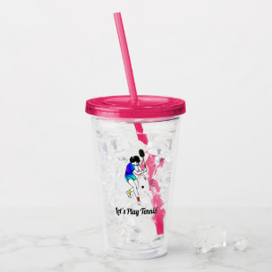Verre En Acrylique Joueuse de tennis féminine rétro avec texte