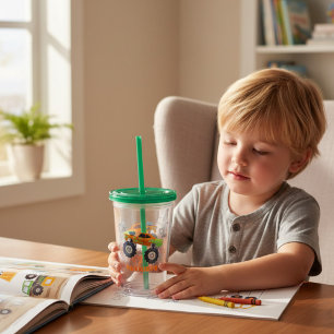 Verre En Acrylique Joyeux Anniversaire Moderne Monster Car Trucks Nom