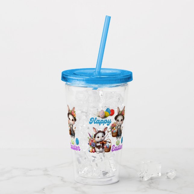 Verre En Acrylique Joyeux lapins de Pâques (Dos glace)