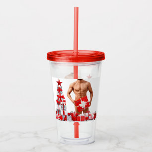 Verre En Acrylique Joyeux Noël SlipperyJoe rouge blanc argent cadeau
