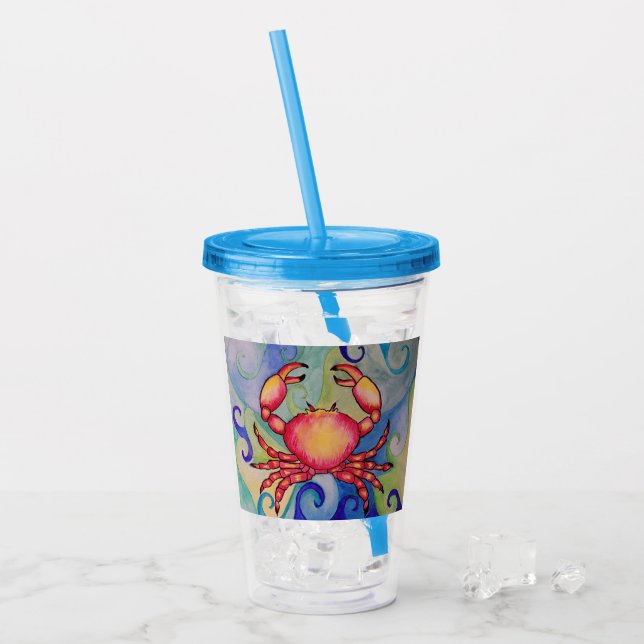 Verre En Acrylique Joyeux Tumbler de crabe (Devant glace)