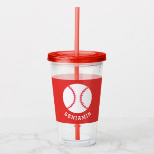 Verre En Acrylique Kids Sports Baseball Athletic Personnalisé Rouge