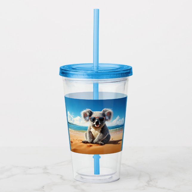 Verre En Acrylique Koala sur une plage de sable (Devant)
