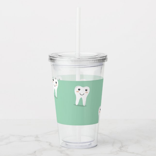 Verre En Acrylique La dent heureuse de Kawaii (Devant)