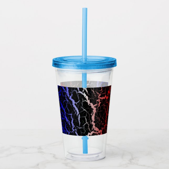 Verre En Acrylique Lave spatiale fissurée - Bleu/Blanc/Rouge (Devant)
