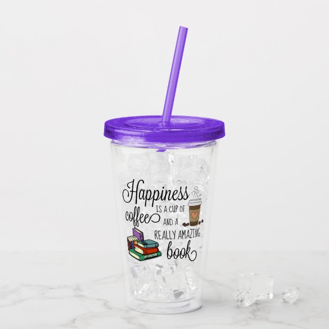 Verre En Acrylique Le bonheur est une coupe de café et un livre Extra (Dos glace)